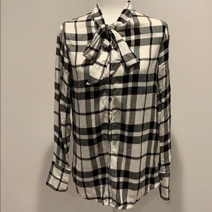 Banana Republic tie detail plaid shirt